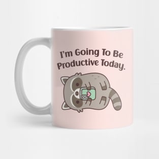 Cute Lazy Raccoon Going To Be Productive Today Funny Mug